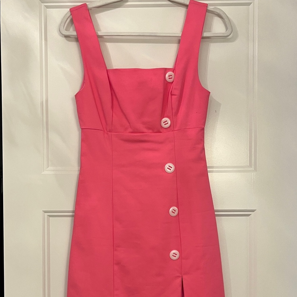 MARBLE Pink Mini Dress with Button Detail
